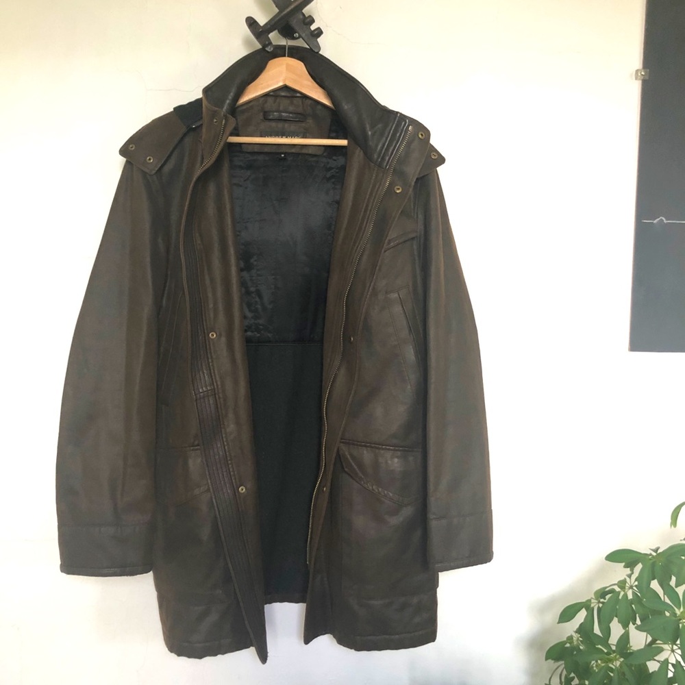 Andrew Marc - Brown waxed canvas winter coat
